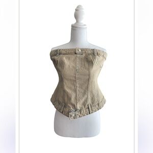 NWT ZARA Denim Strapless Corset Top Size Medium